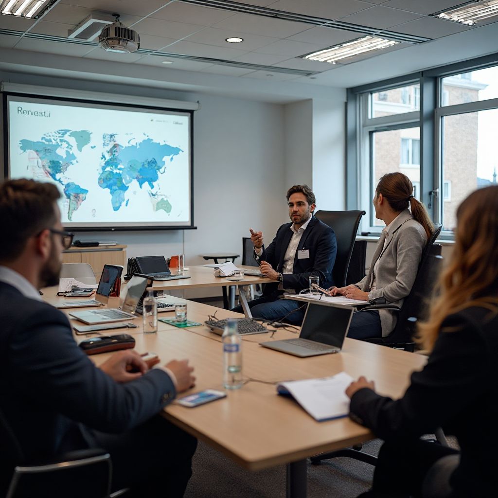 Prague relocation seminar event with MoveComputers.info team presenting to international audience