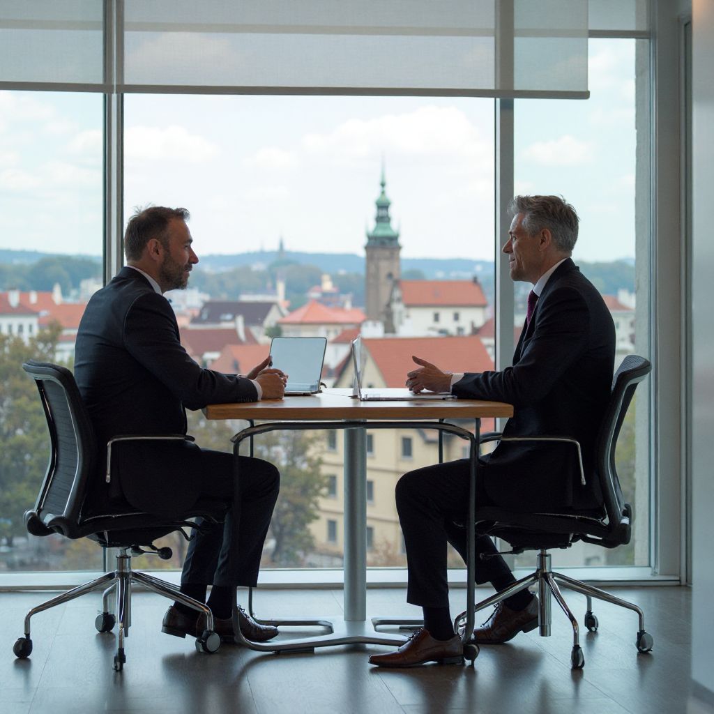 Professional consultation meeting in Prague office